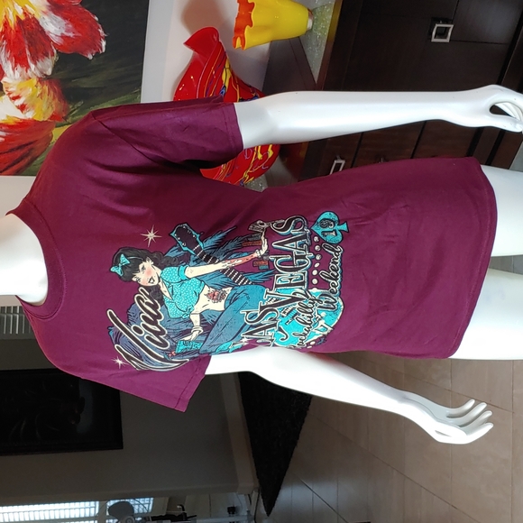Womens Viva Las Vegas Rockabilly Weekend  Sz M Red/Maroon Tee Shirt 100% Cotton - Picture 3 of 13